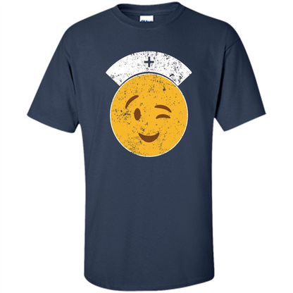 Nurse T-shirt Funny Nurse Emoji T-shirt Navy