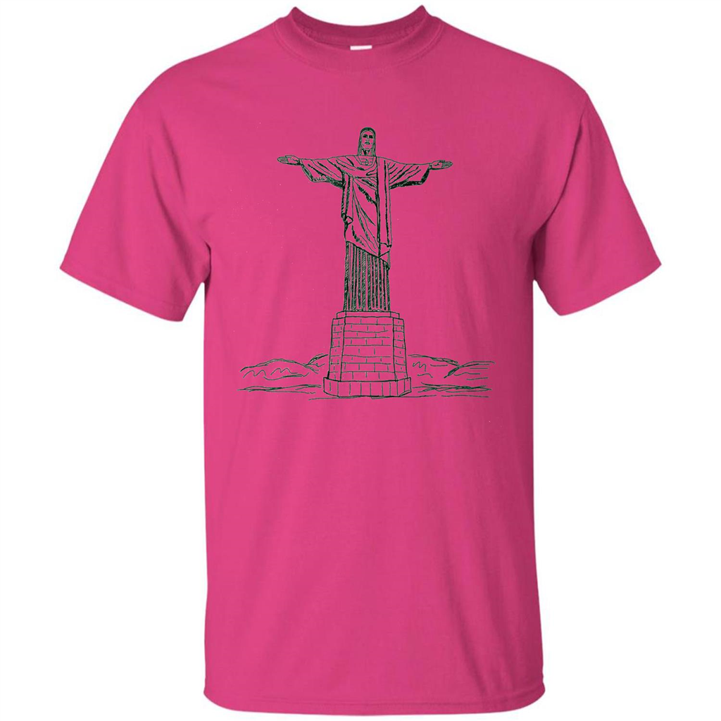Christ The Redeemer Statue In Rio De Janeiro Brasil T-shirt Heliconia