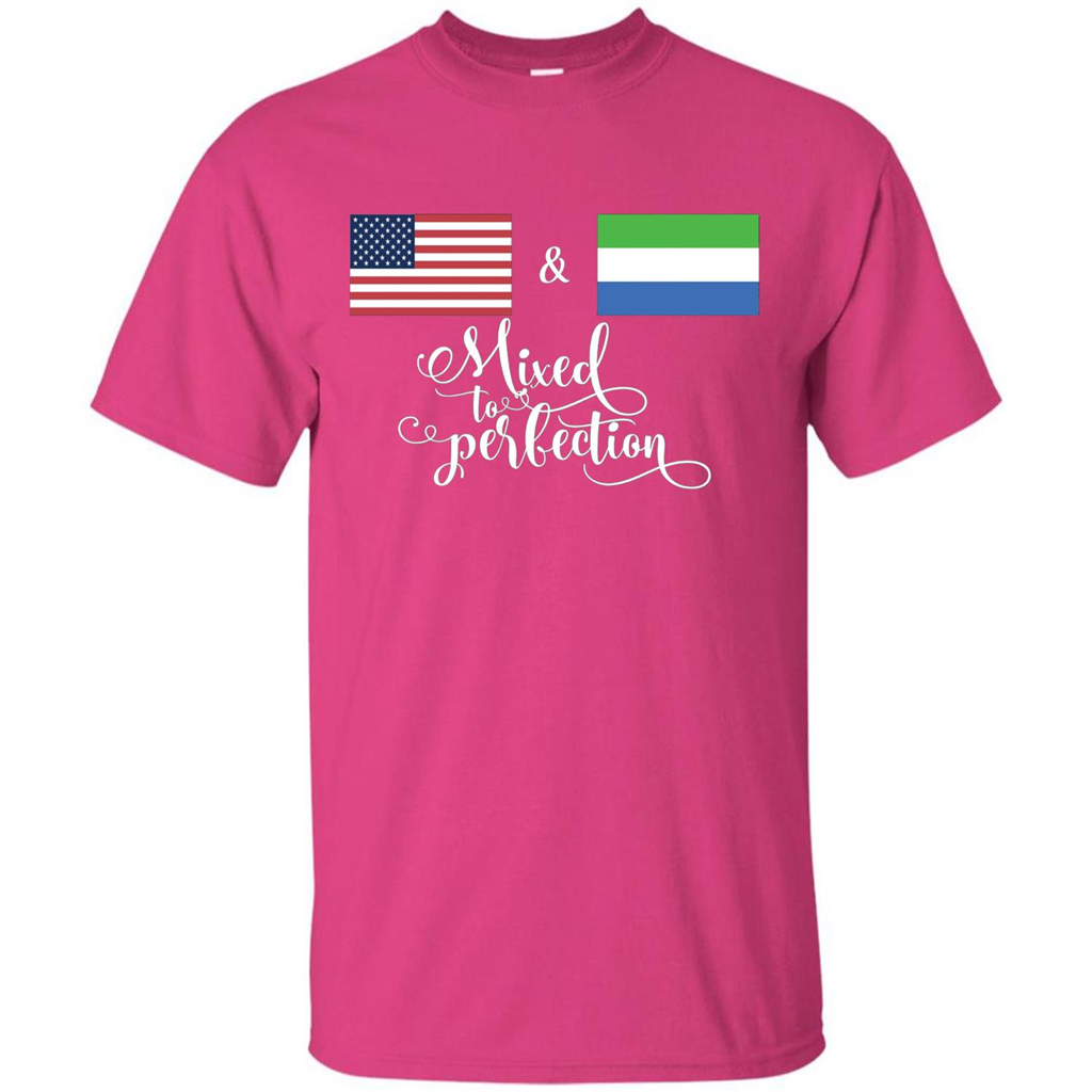 American + Sierra Leone Mixed To Perfection Flag T-Shirt Heliconia
