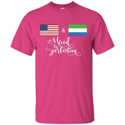 American + Sierra Leone Mixed To Perfection Flag T-Shirt Heliconia
