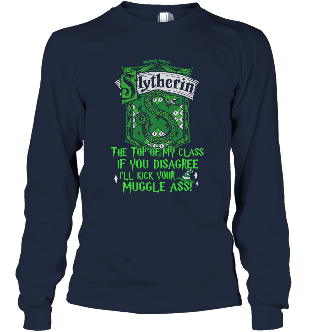 HP QUOTES SLYTHERIN Long Sleeve T-Shirt Long Sleeve T-Shirt Navy