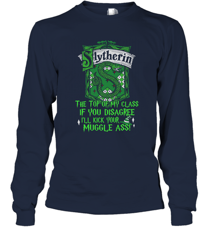 HP QUOTES SLYTHERIN Long Sleeve T-Shirt Long Sleeve T-Shirt Navy