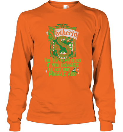 HP QUOTES SLYTHERIN Long Sleeve T-Shirt Long Sleeve T-Shirt S. Orange