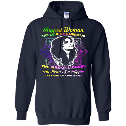 August Woman T-shirt The Heart Of A Hippie Navy