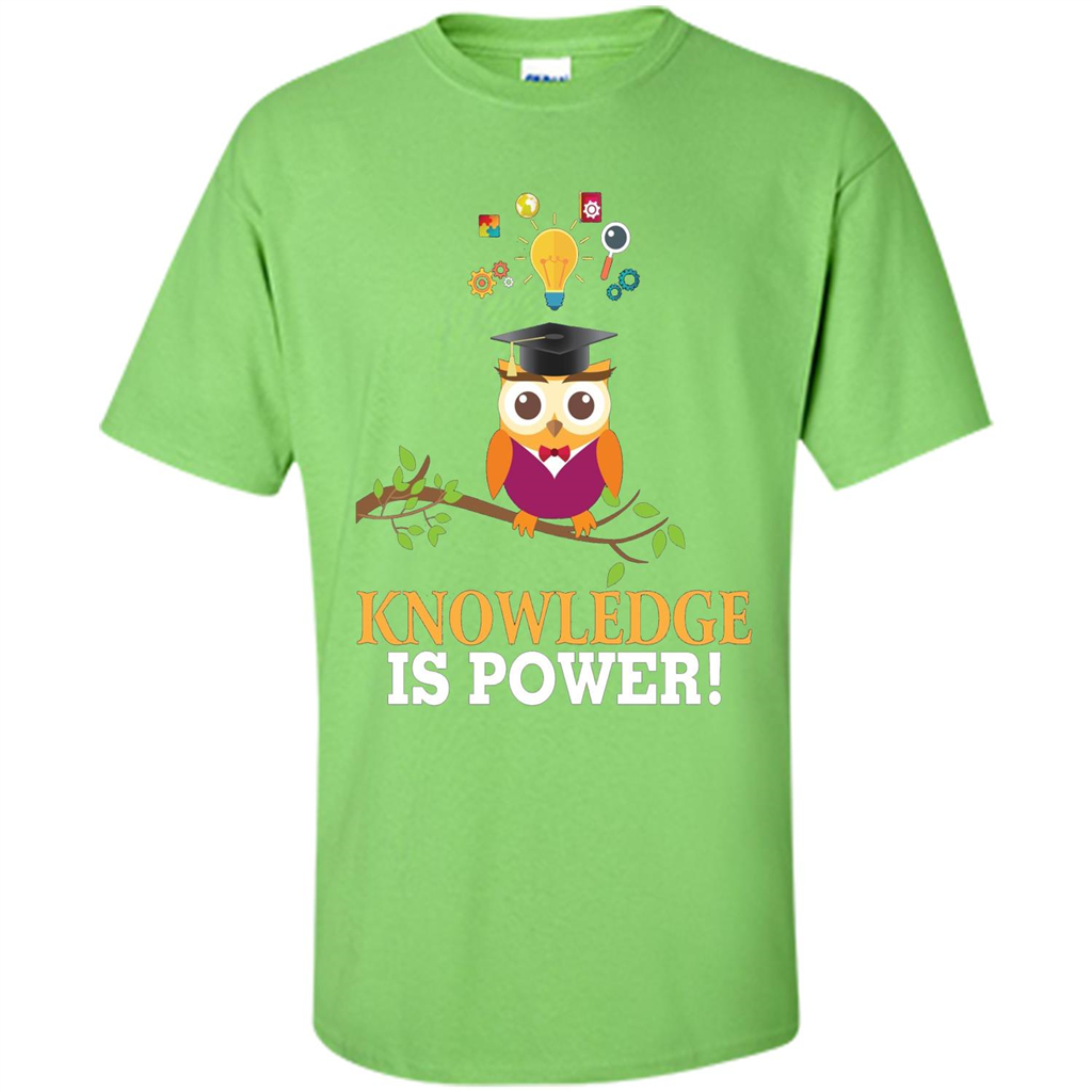 Knowledge is Power T-Shirt Cute Owl Teacher Student T-shirt Lime