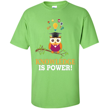 Knowledge is Power T-Shirt Cute Owl Teacher Student T-shirt Lime