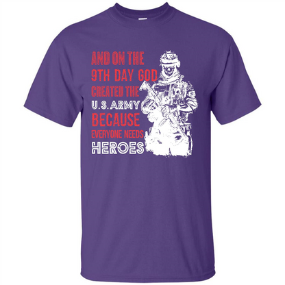 Military T-shirt And On The 9th Day God Created The U S Army Purple