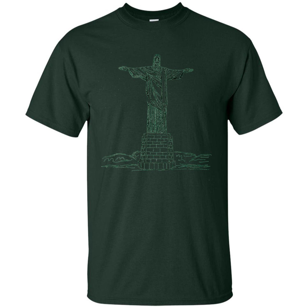 Christ The Redeemer Statue In Rio De Janeiro Brasil T-shirt Forest Green