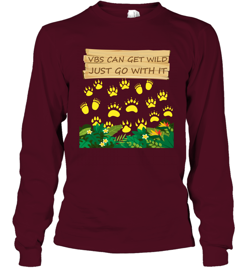 Vbs Can Get Wild Just Go With It Vacation Bible School Shirt Long Sleeve T-Shirt Long Sleeve T-Shirt Maroon