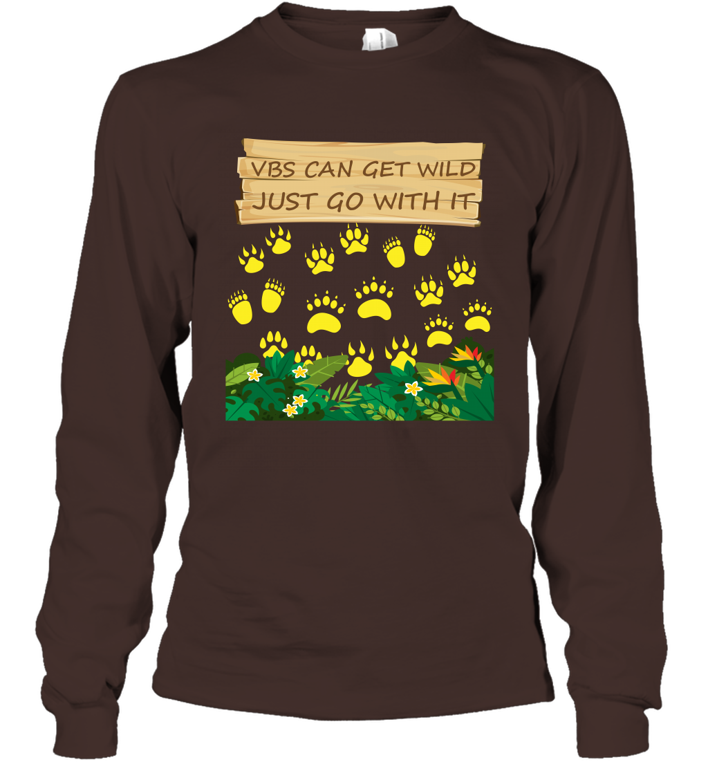 Vbs Can Get Wild Just Go With It Vacation Bible School Shirt Long Sleeve T-Shirt Long Sleeve T-Shirt Dark Chocolate