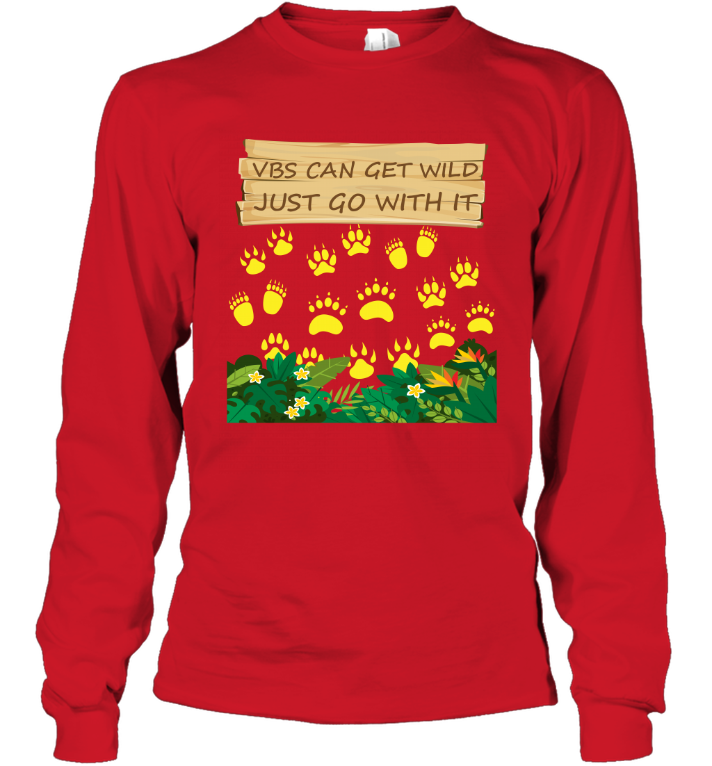 Vbs Can Get Wild Just Go With It Vacation Bible School Shirt Long Sleeve T-Shirt Long Sleeve T-Shirt Red