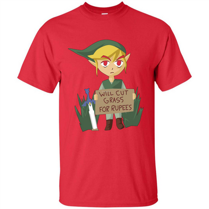 Video Games T-shirt Will Cut Grass For Rupees T-shirt Red