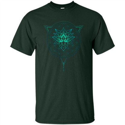 Lotus Flower Of Life T-shirt Mandala in Geometric Triangle Forest Green