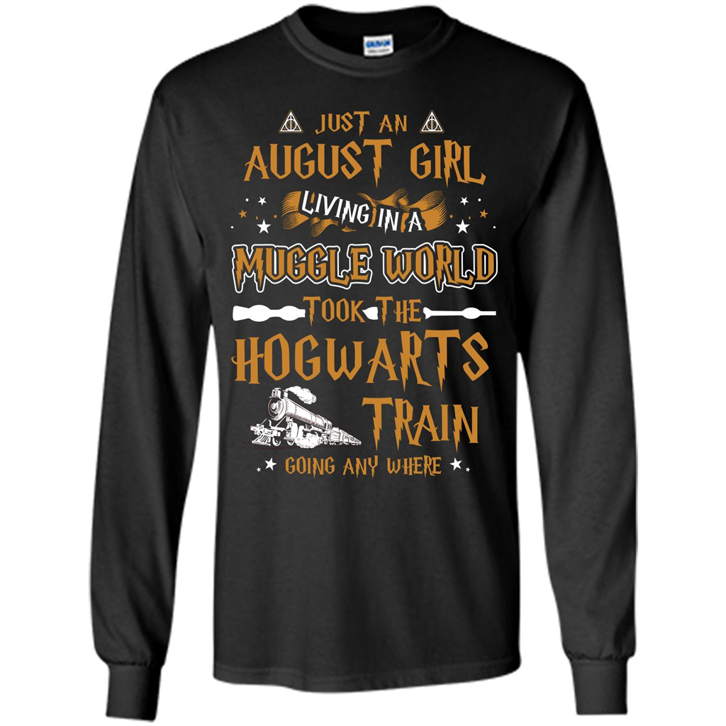 Harry Potter T-shirt Just An August Girl Living In A Muggle World Orange