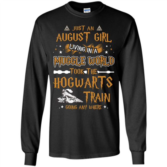 Harry Potter T-shirt Just An August Girl Living In A Muggle World Orange