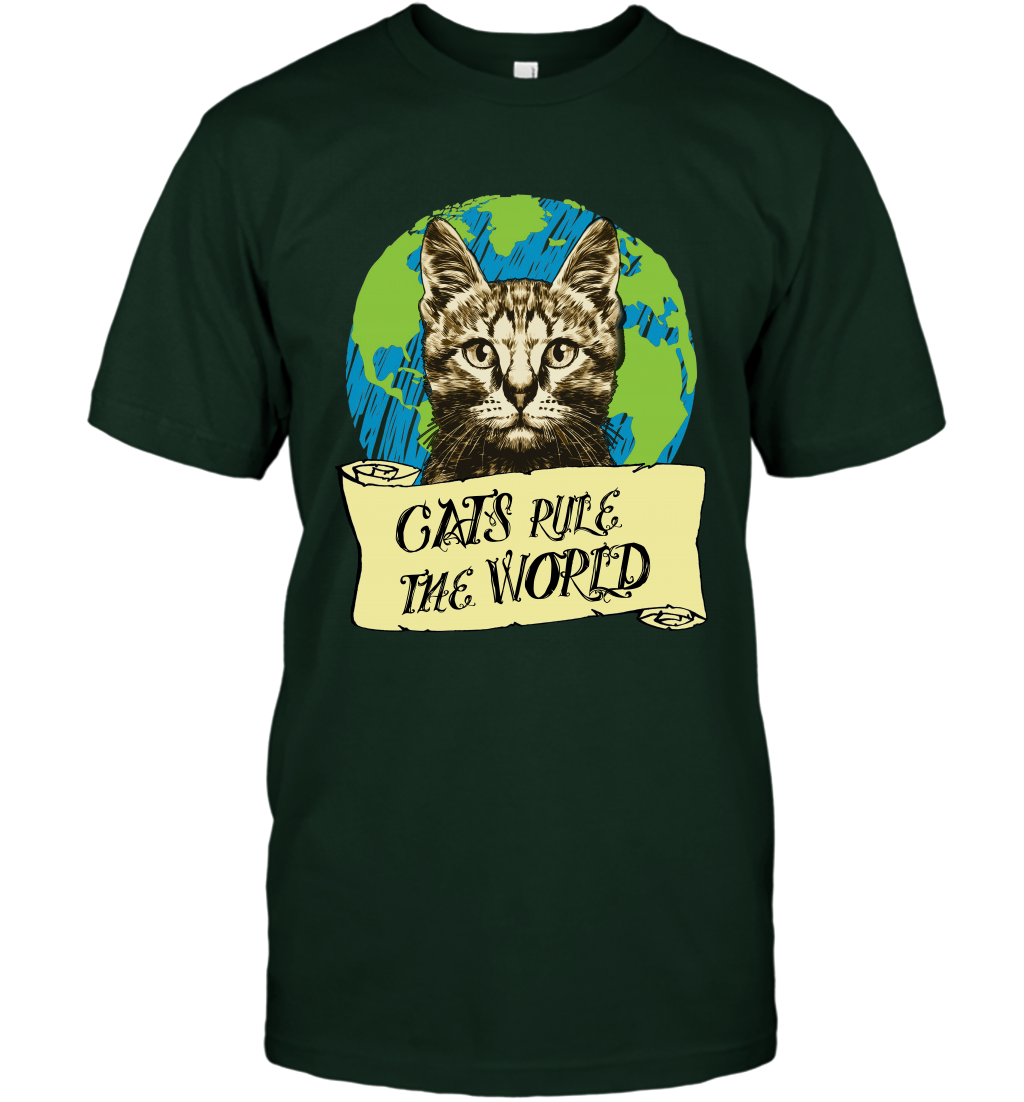 Cats Rule The World Kitten Shirt T-Shirt T-Shirt Forest Green