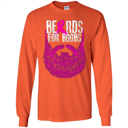 Beards For Boobs T-shirt Cancer Awareness T-shirt Orange