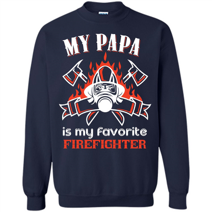 Firefighter Papa T-shirt My Papa Is My Favorite Firefighter Navy
