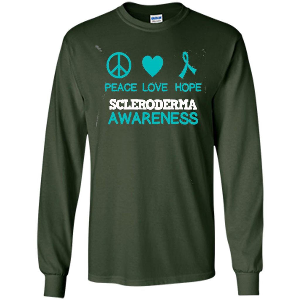 Scleroderma Awareness Ribbon Support T-shirt Peace Love Hope T-shirt Forest Green