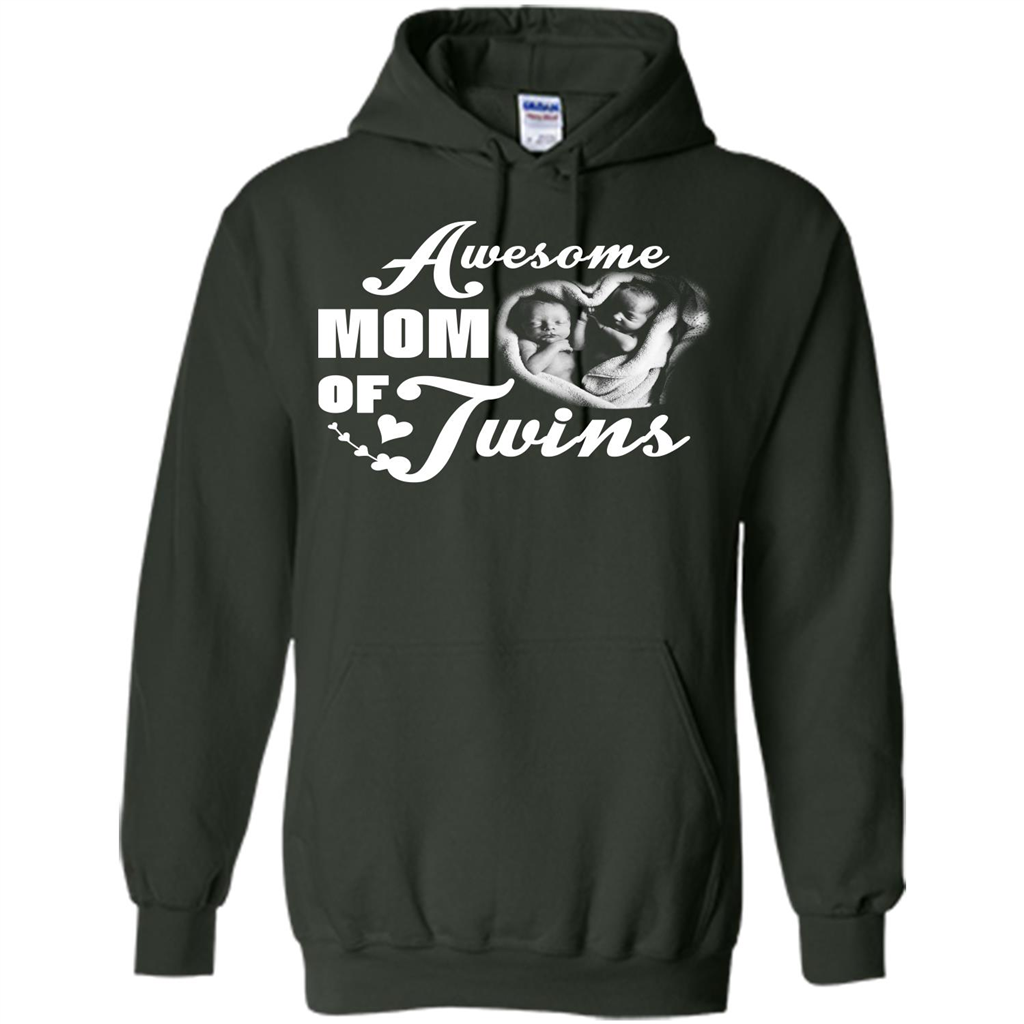 Mommy T-shirt Awesome Mom Of Twins Forest Green