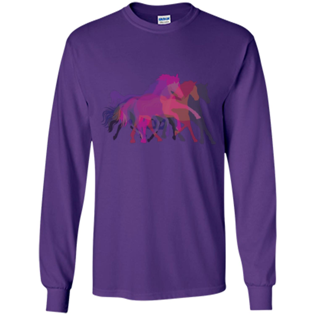 Beautiful Shadow Horses T-shirt Purple