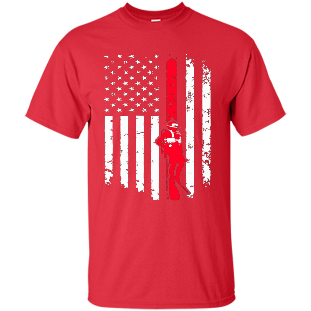 The American Flag Scuba Diving T-shirt Red