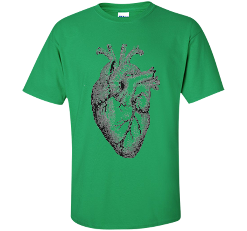 Real Anatomical Human Heart T-shirt Irish Green