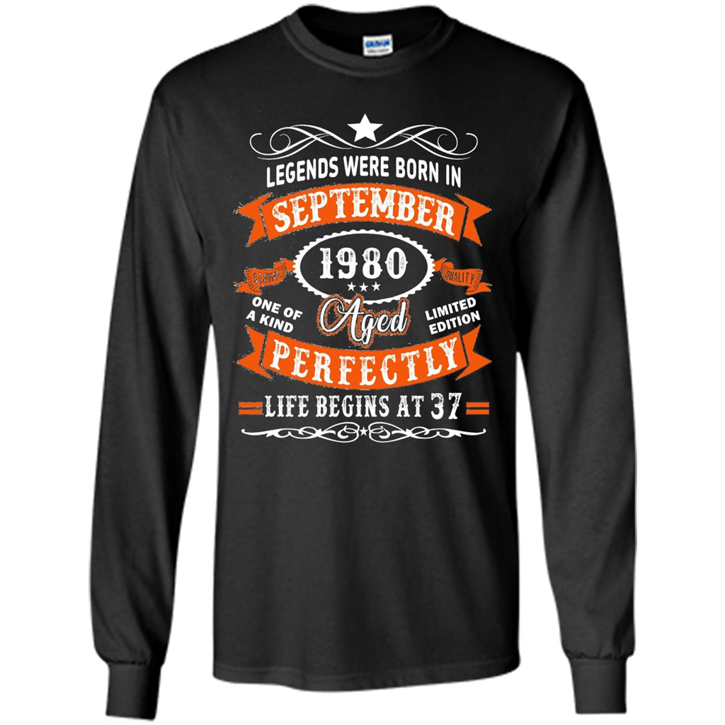 Legends Were Born In September 1980 T-shirt Birthday Gift T-shirt Black