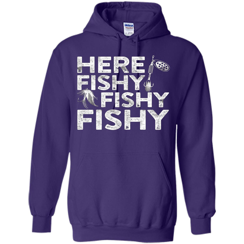 Funny Fisherman T-shirt Here Fishy Fishy Fishy T-Shirt Purple