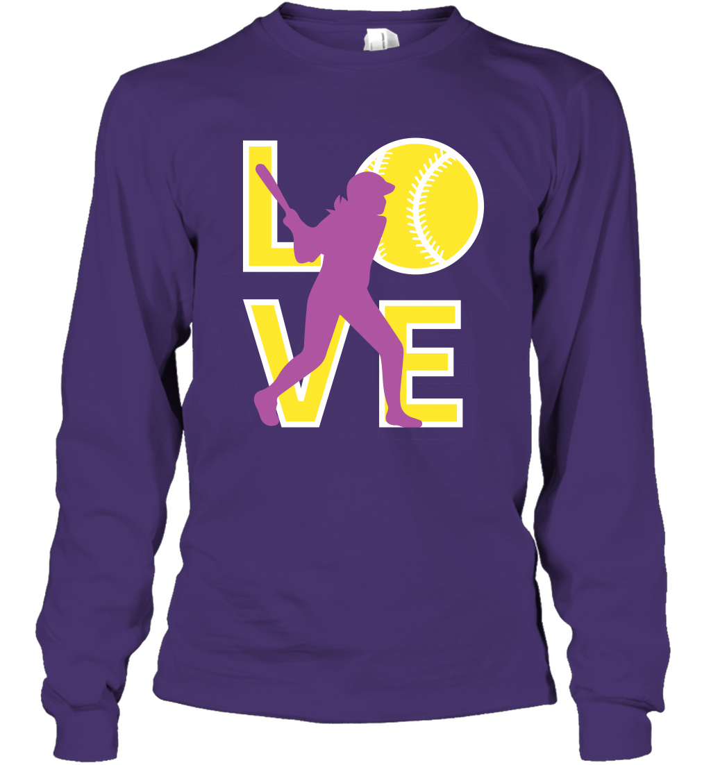 Love Baseball Shirt Long Sleeve T-Shirt Long Sleeve T-Shirt Purple