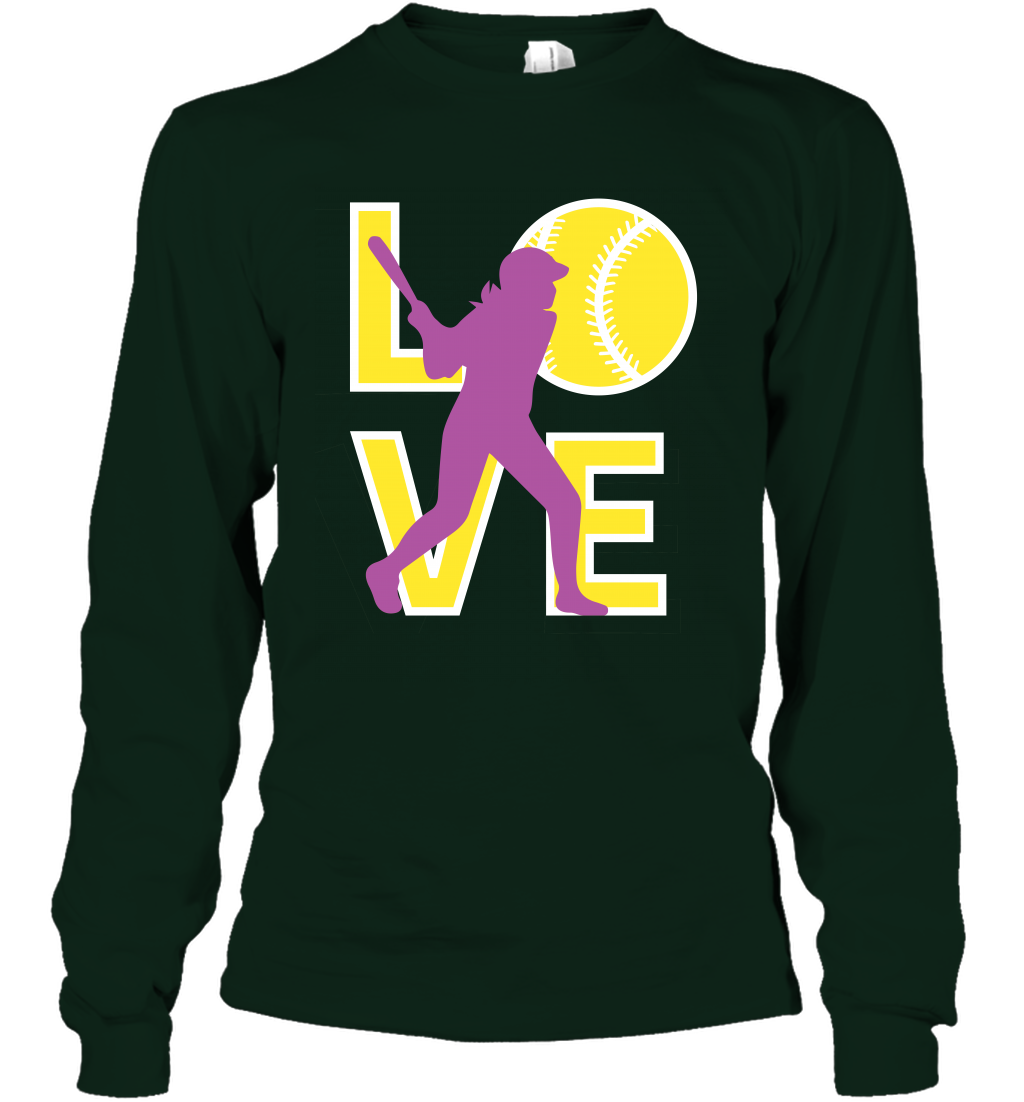Love Baseball Shirt Long Sleeve T-Shirt Long Sleeve T-Shirt Forest Green