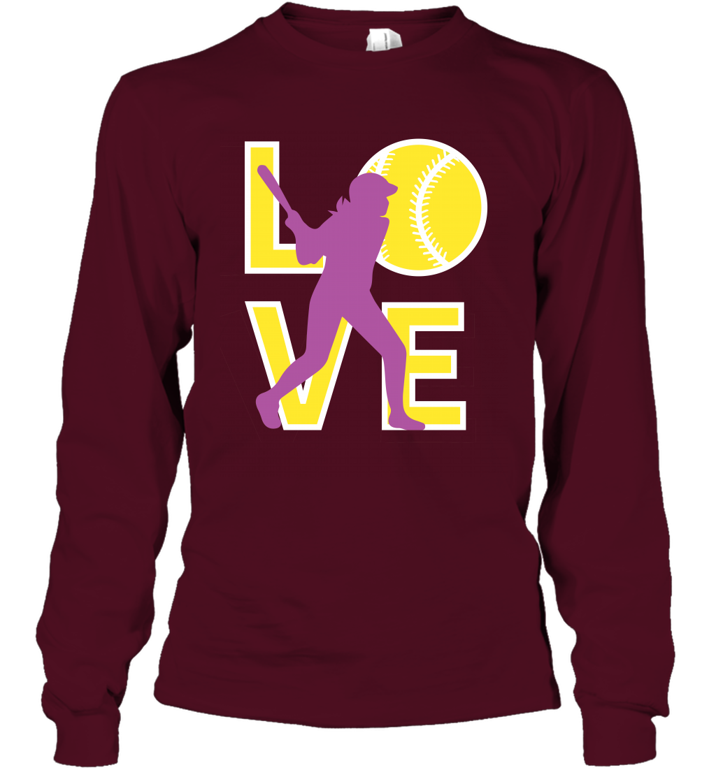 Love Baseball Shirt Long Sleeve T-Shirt Long Sleeve T-Shirt Maroon