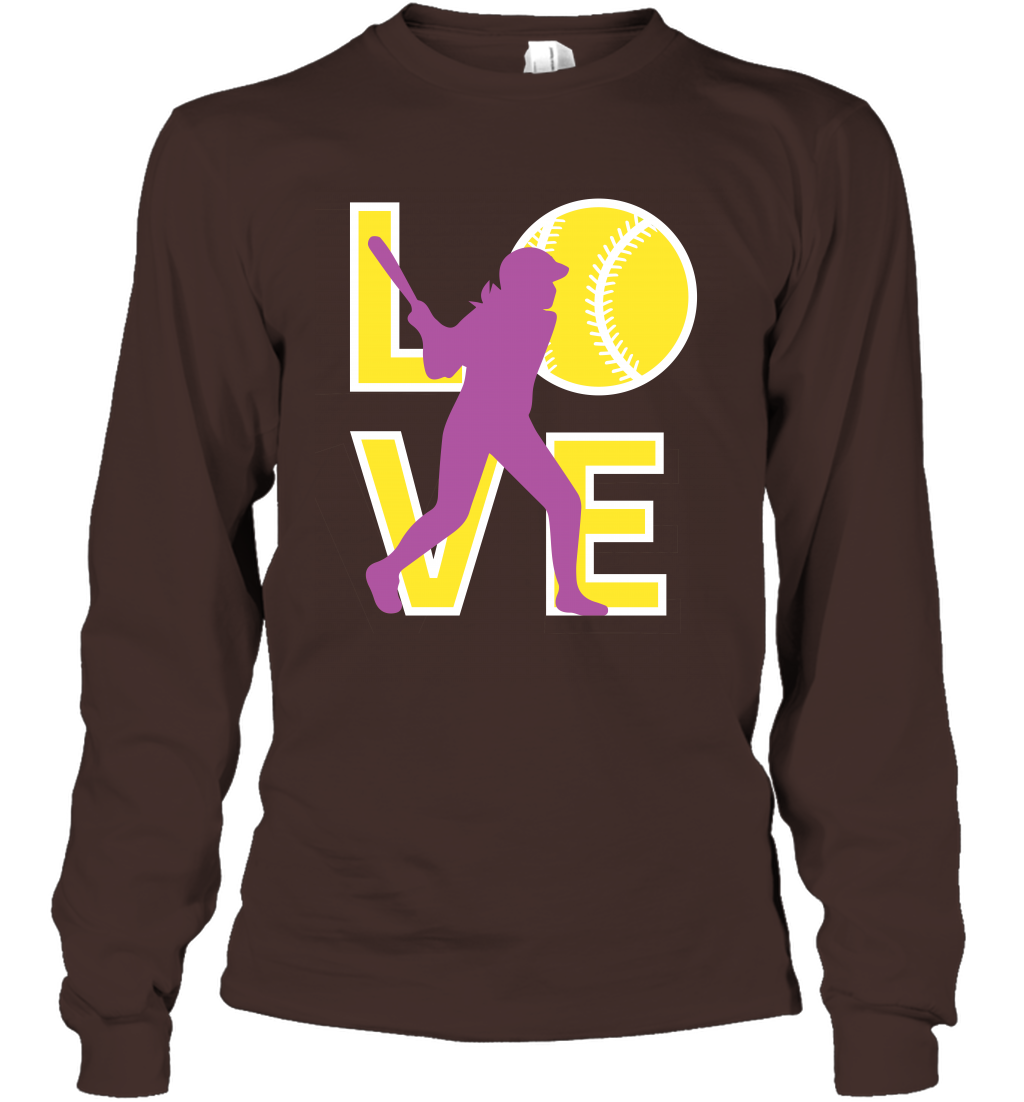 Love Baseball Shirt Long Sleeve T-Shirt Long Sleeve T-Shirt Dark Chocolate