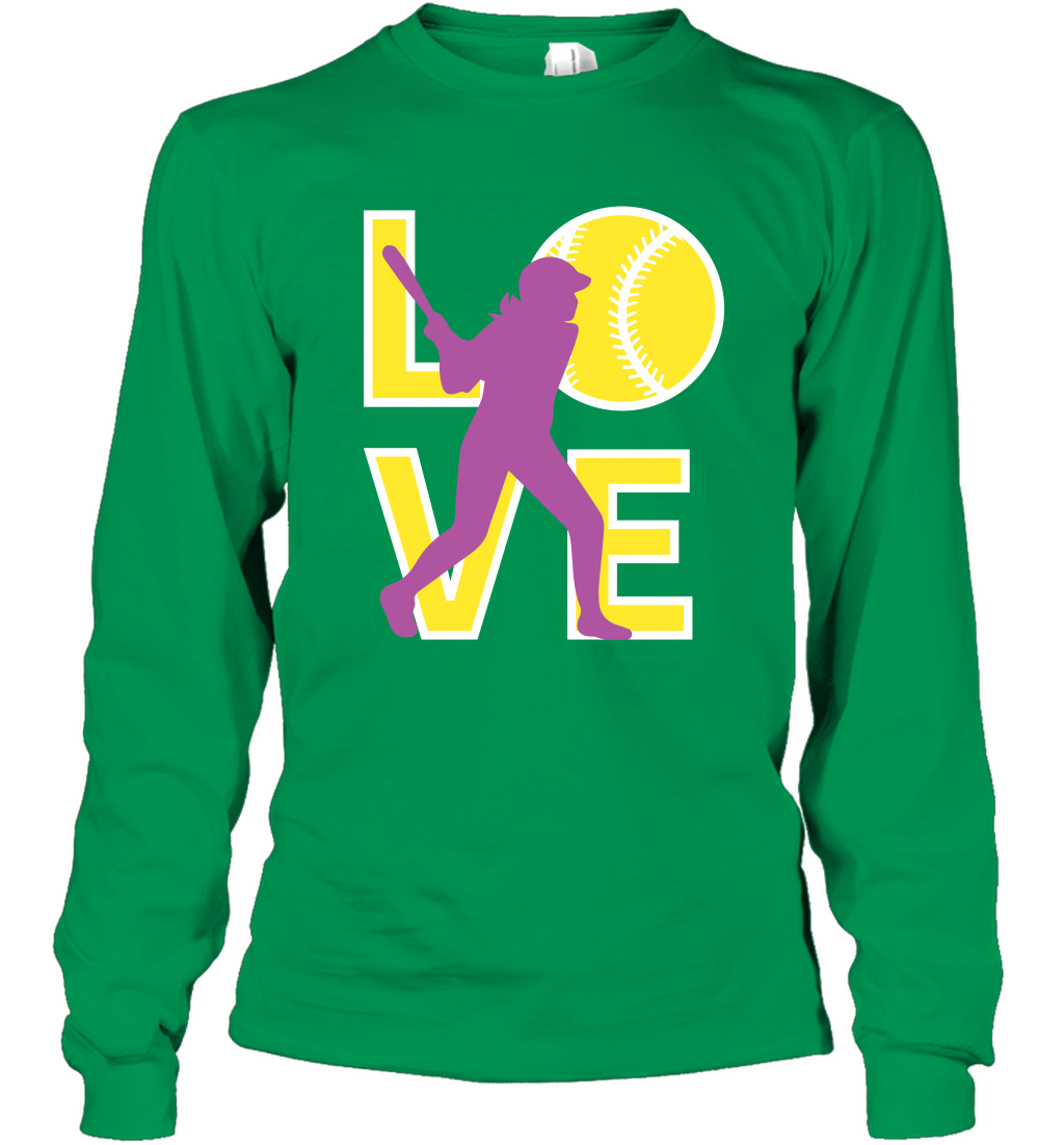 Love Baseball Shirt Long Sleeve T-Shirt Long Sleeve T-Shirt Irish Green