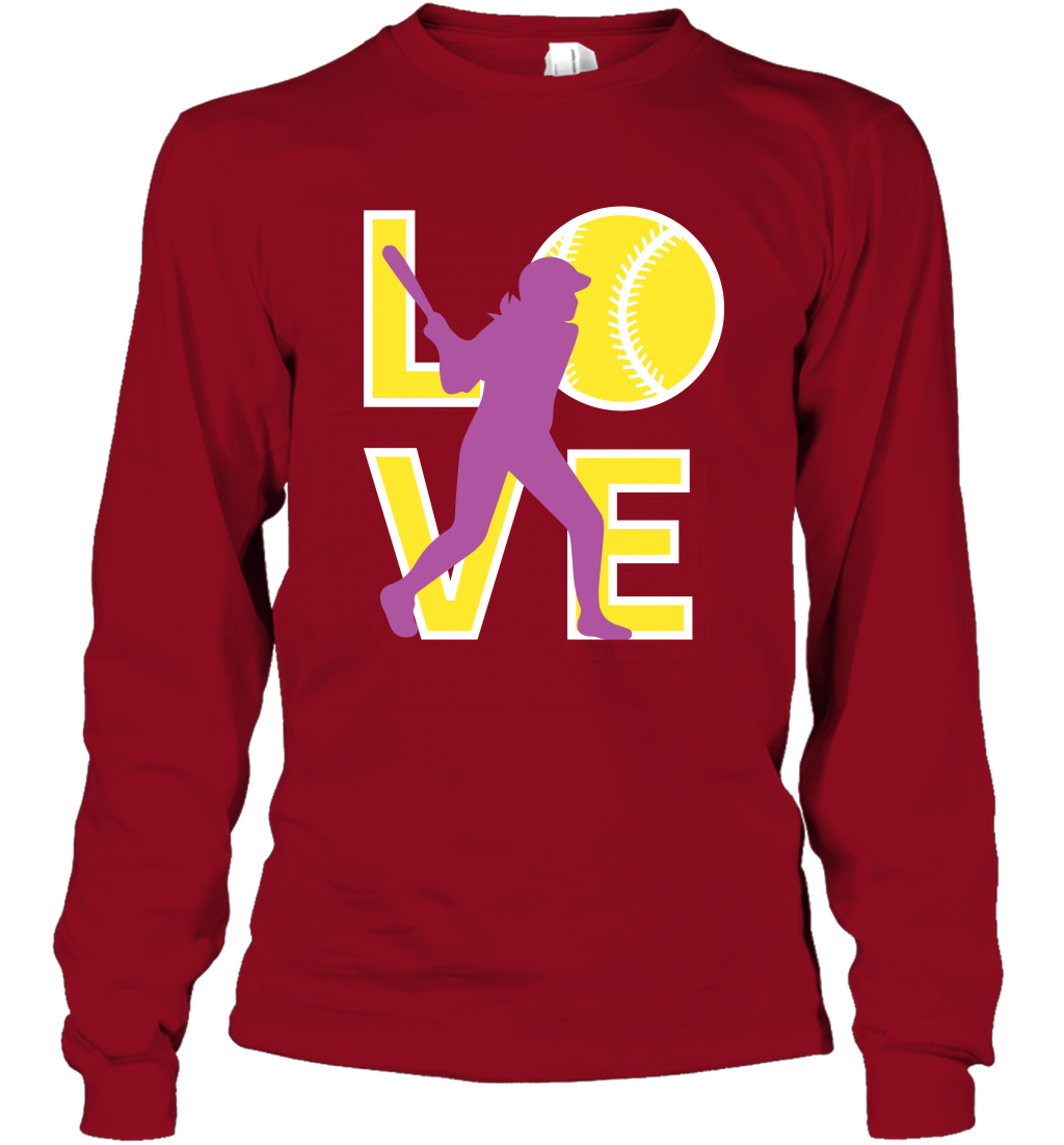 Love Baseball Shirt Long Sleeve T-Shirt Long Sleeve T-Shirt Cardinal Red