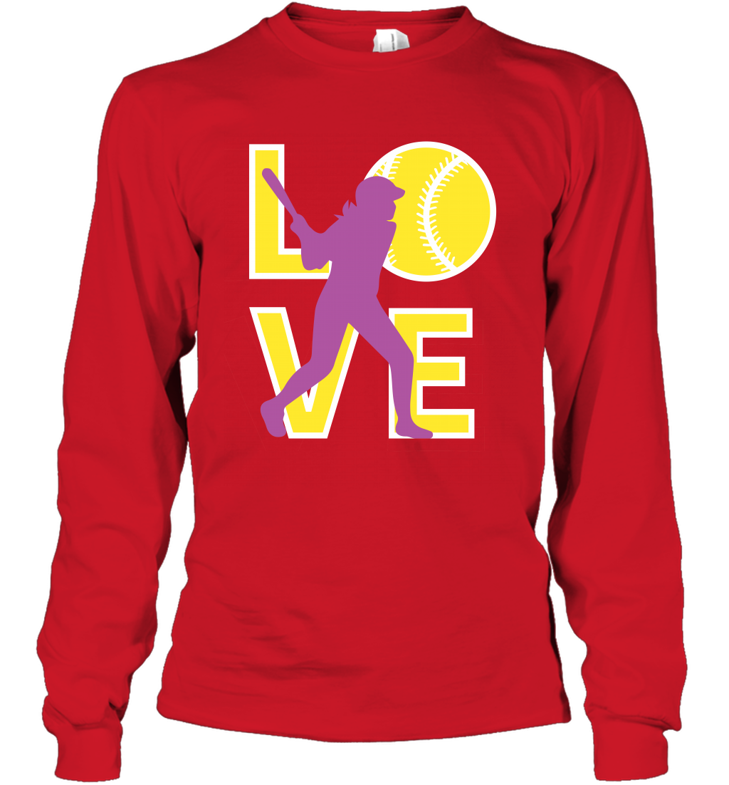 Love Baseball Shirt Long Sleeve T-Shirt Long Sleeve T-Shirt Red