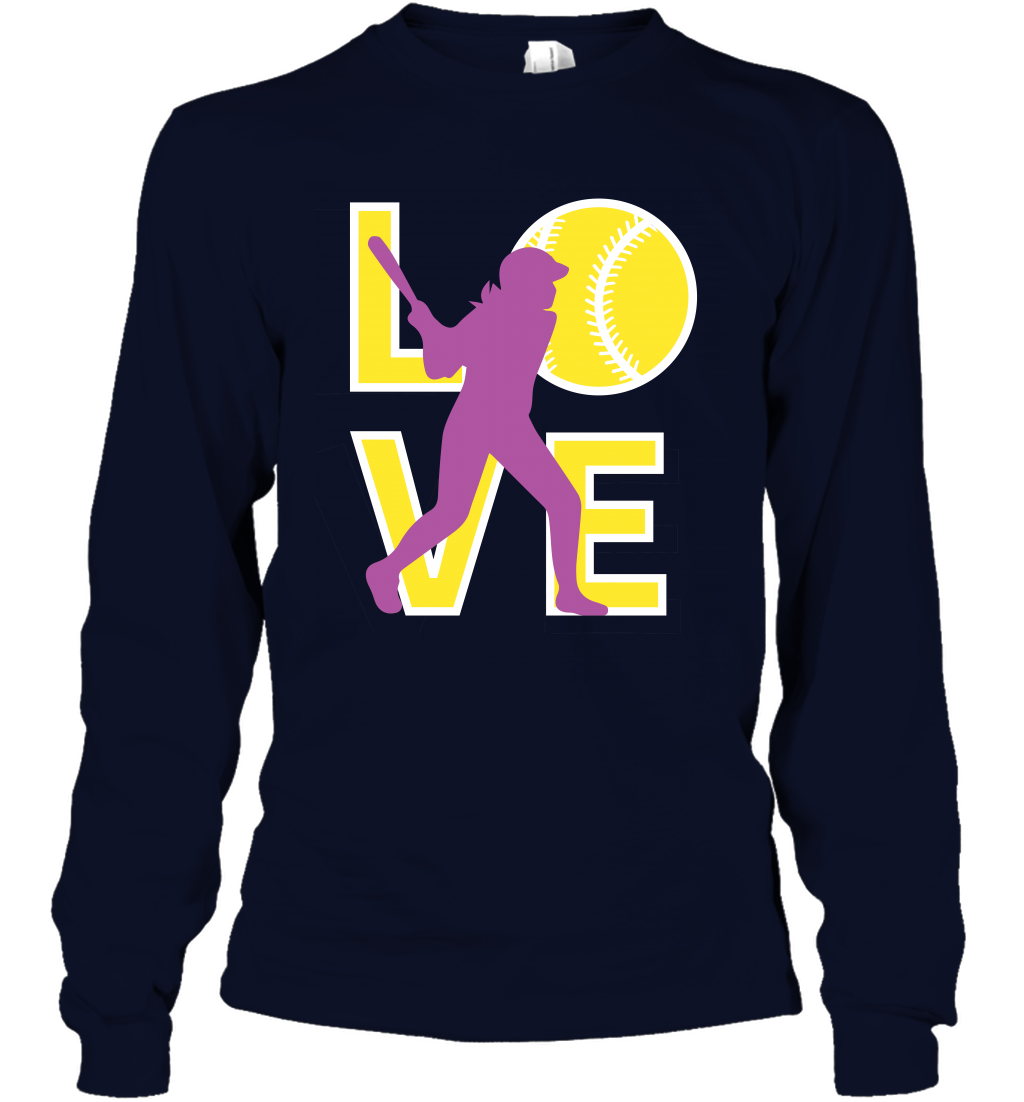 Love Baseball Shirt Long Sleeve T-Shirt Long Sleeve T-Shirt Navy