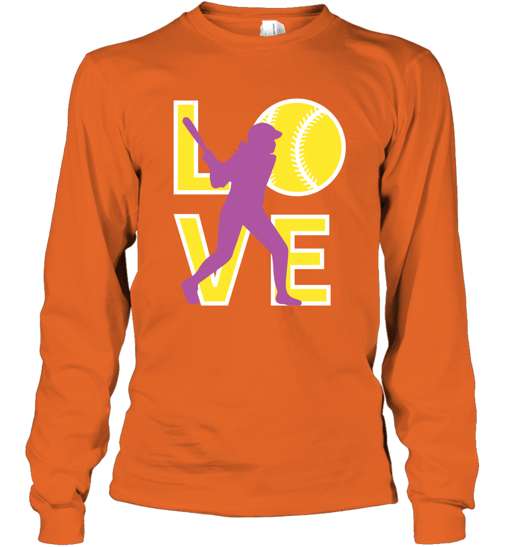 Love Baseball Shirt Long Sleeve T-Shirt Long Sleeve T-Shirt Orange