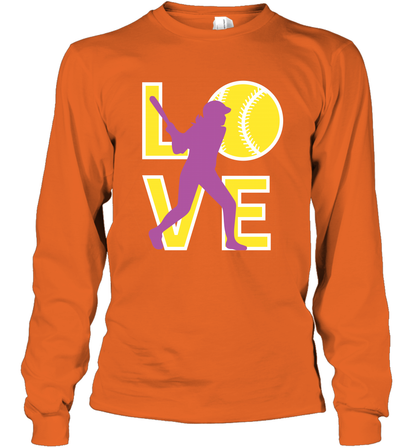 Love Baseball Shirt Long Sleeve T-Shirt Long Sleeve T-Shirt Orange