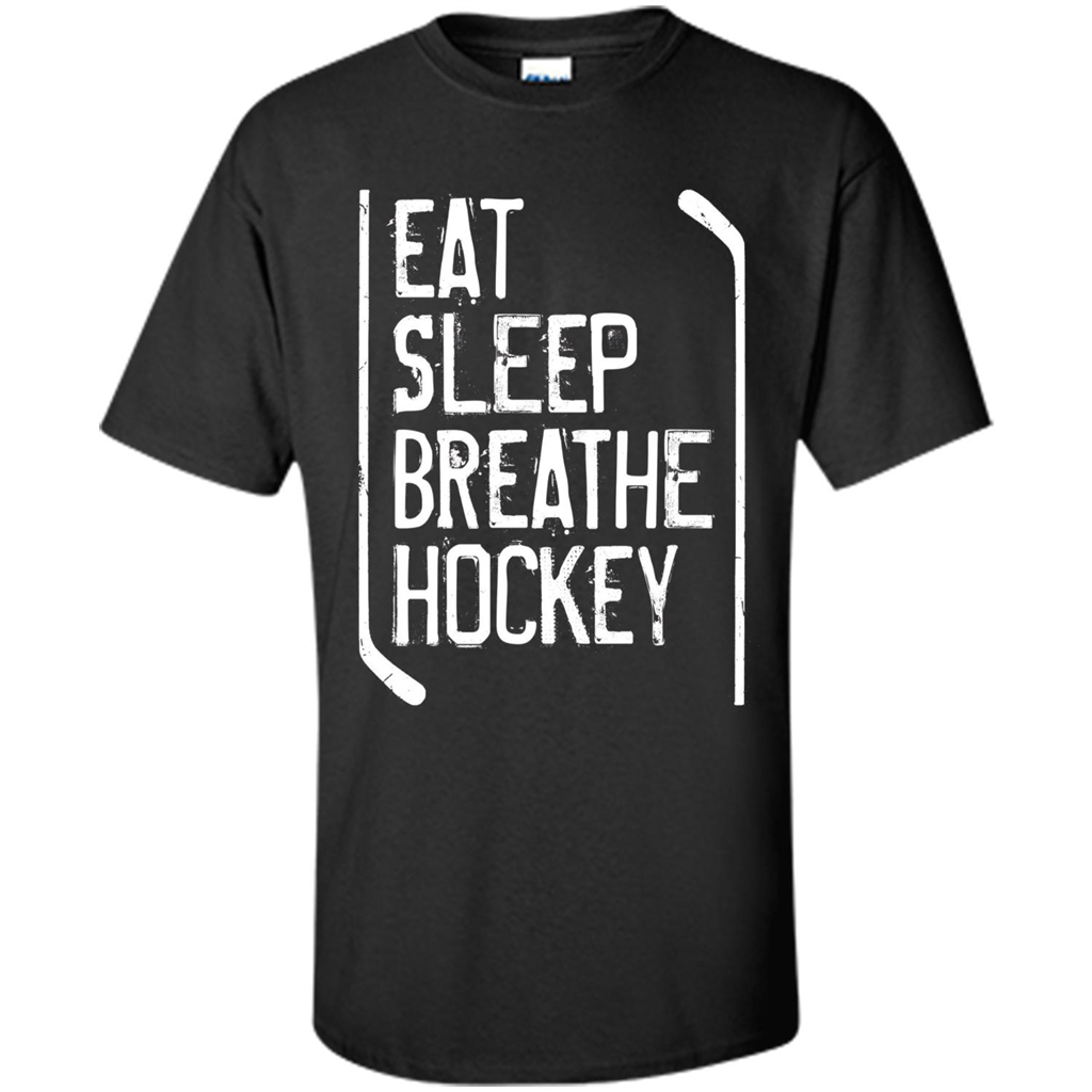 Funny Hockey T-shirt Eat Sleep Breathe Hockey T-Shirt Black