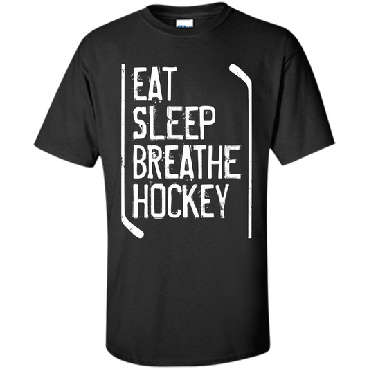 Funny Hockey T-shirt Eat Sleep Breathe Hockey T-Shirt Black