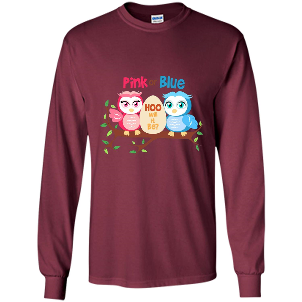 Pregnancy T-shirt Owl Pink Or Blue Hoo Will It Be Maroon