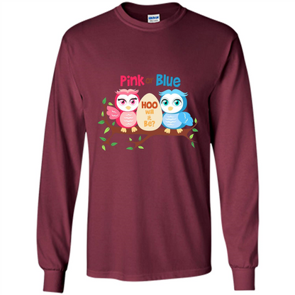 Pregnancy T-shirt Owl Pink Or Blue Hoo Will It Be Maroon