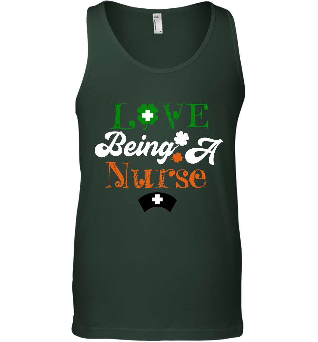 Love Being A Nurse Saint Patricks Day Shirt Tank Top Forest Green