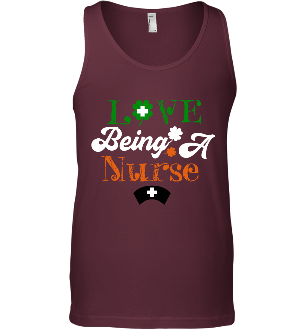 Love Being A Nurse Saint Patricks Day Shirt Tank Top Maroon