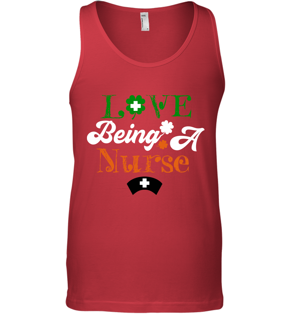 Love Being A Nurse Saint Patricks Day Shirt Tank Top Red