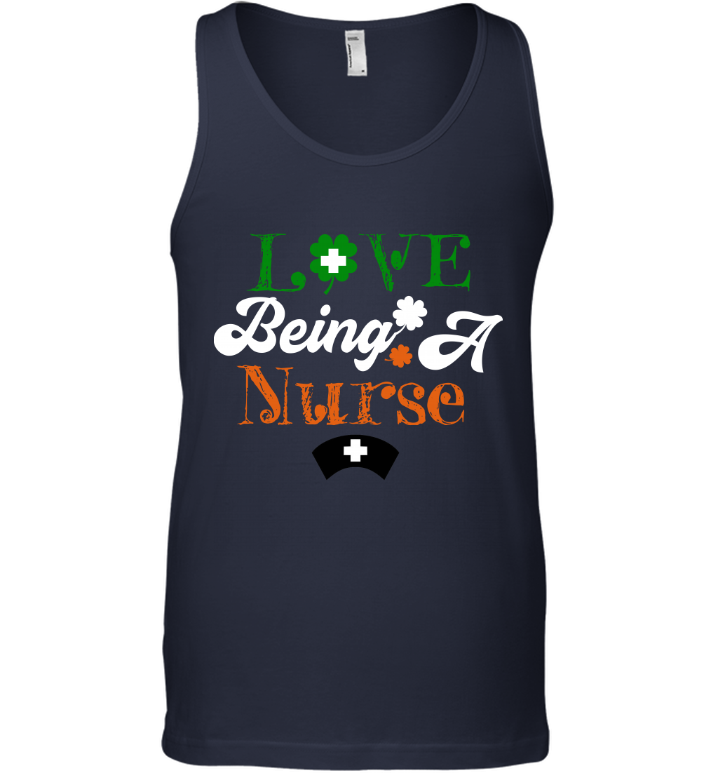 Love Being A Nurse Saint Patricks Day Shirt Tank Top Navy