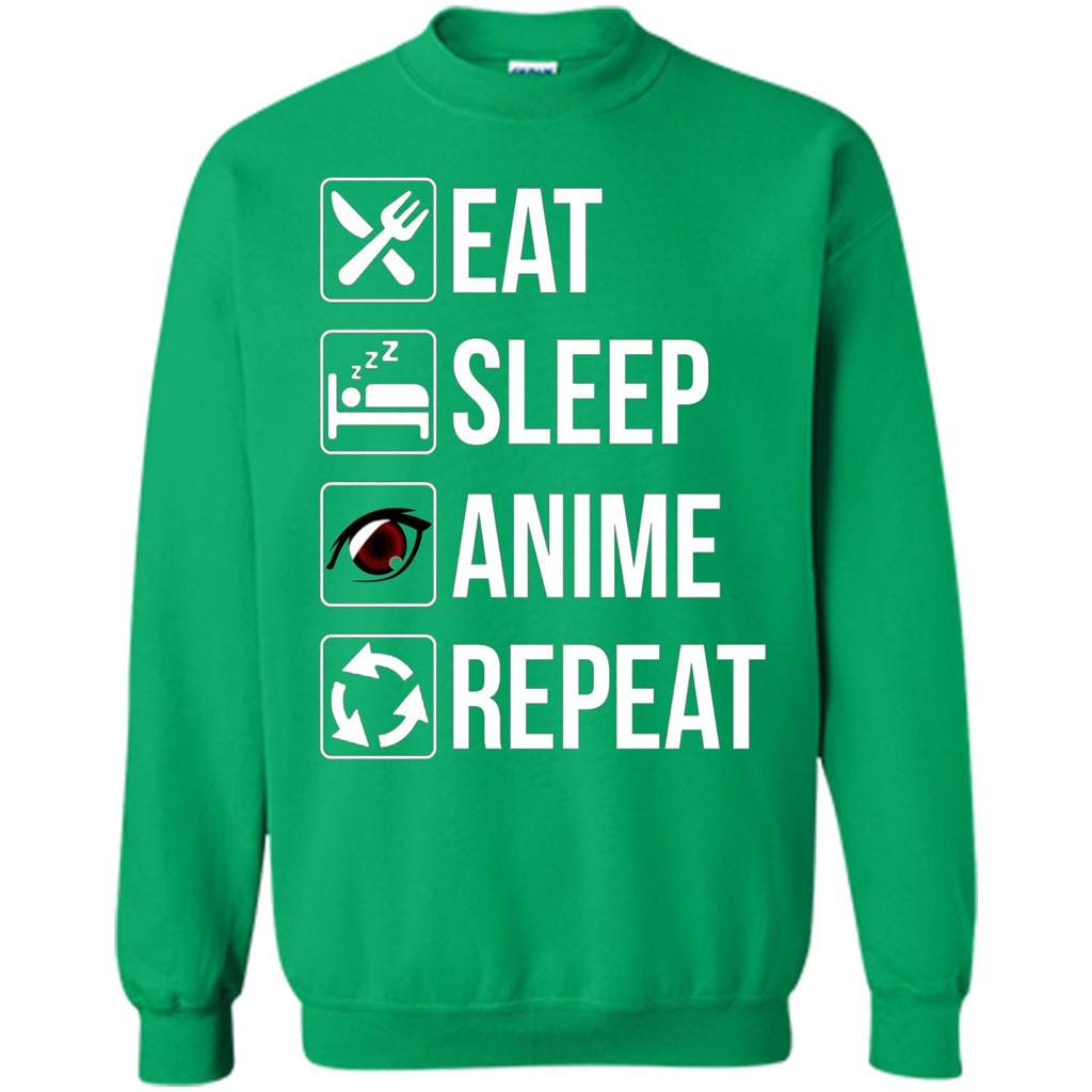Funny Eat Sleep Anime Repeat T-shirt Irish Green