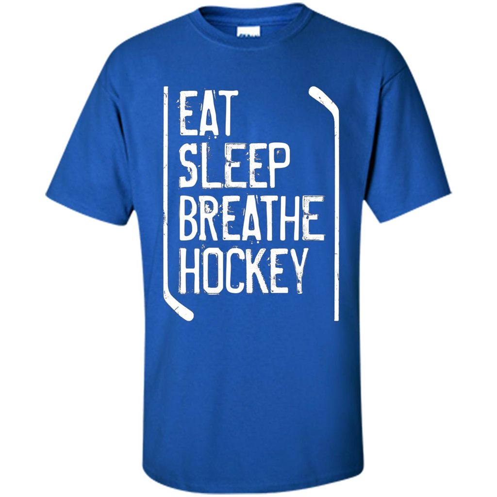 Funny Hockey T-shirt Eat Sleep Breathe Hockey T-Shirt Royal