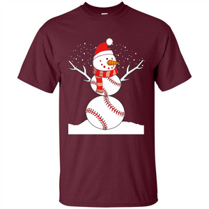 Cute Baseball Snowman Christmas T-Shirt